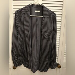Equipment dark gray and White Striped Button Down Shirt